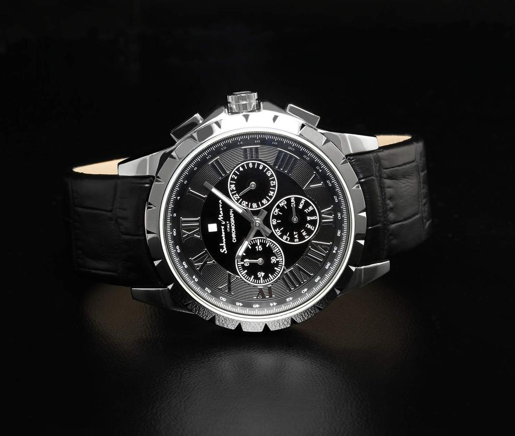 Salvatore Marra Solar Chronograph Limited Italian Black and Pink Gold Men's Radio-Controlled Watch, Edition, Brand,