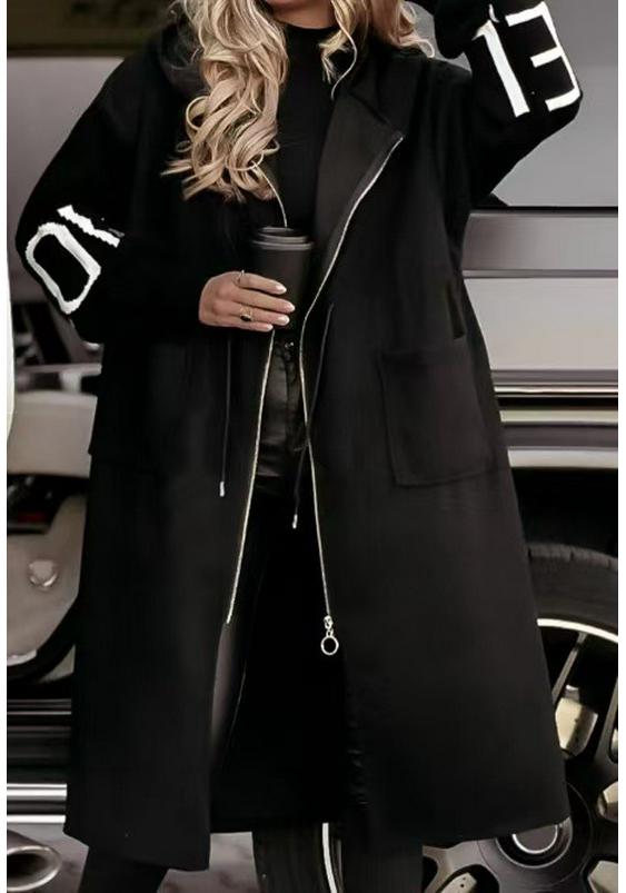 2024 Herfst/Winter Casual Damesjas met Capuchon, Lang, Gedeeld - Europese/Amerikaanse Mode