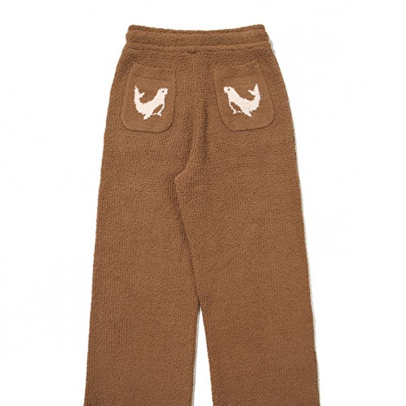 Teddy Ribbed Knit Pants  Brown 