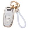 Gold-Rimmed Car Key Set with Diamond Ring Pendant Key Chain