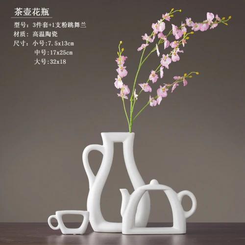 3pcs/set Nordic  modern vase decoration creative living room study  cabinet ceramic  flower teapot  WY60321