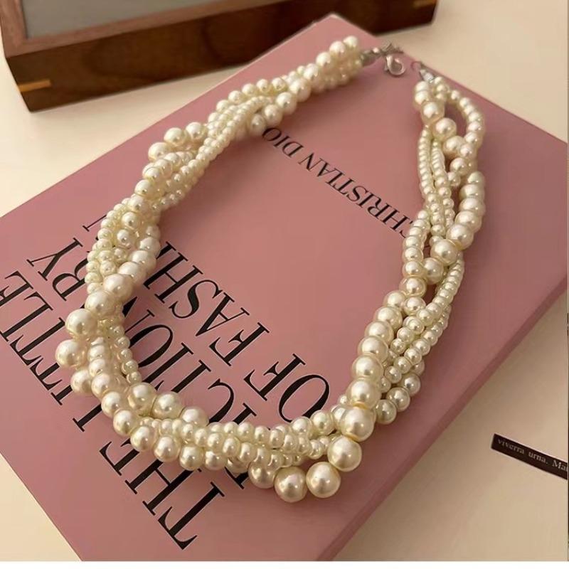 Meier Multi-layer necklace pearl choker retro light luxury niche necklace women's