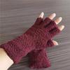 Coral Fleece Half Finger Gloves Solid Color Winter Warm Knitted Gloves Thicken Soft Plush Glove Outdoor Mittens