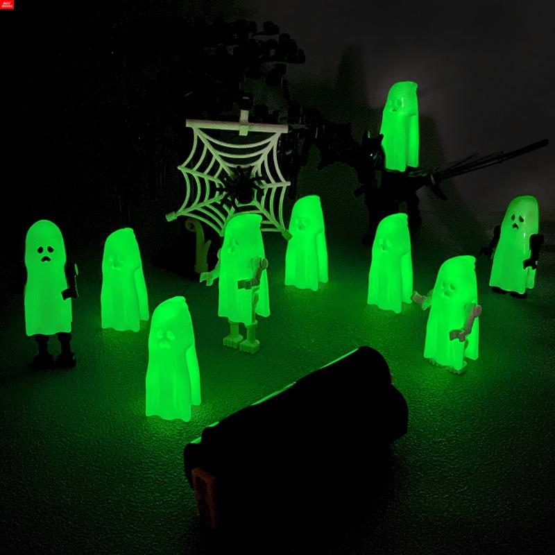 MOC Bricks Skull Cage Halloween Luminous Ghost Horse Skeleton Action Figure Educational Building Blocks Children Toys Gift