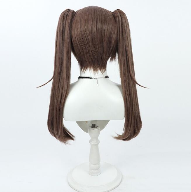 NIKKE Nero Cosplay Wig Brown Double Ponytails Heat Resistant Synthetic Hair Halloween Party Role Play Wigs Niro Wig+ Wig Cap