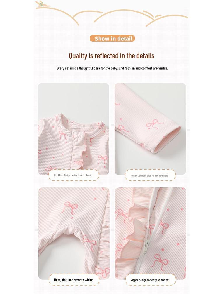 Spring & Autumn Newborn Baby Bodysuit - Warm Full Moon Girl Romper