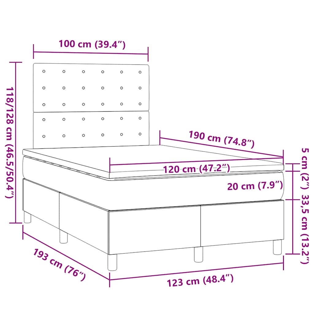 Box Spring Bed with Mattress Dark Green 120 x 190 cm Velvet