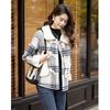 Mokana Women's Casual Toggle Button Plaid Long Sleeve Coat