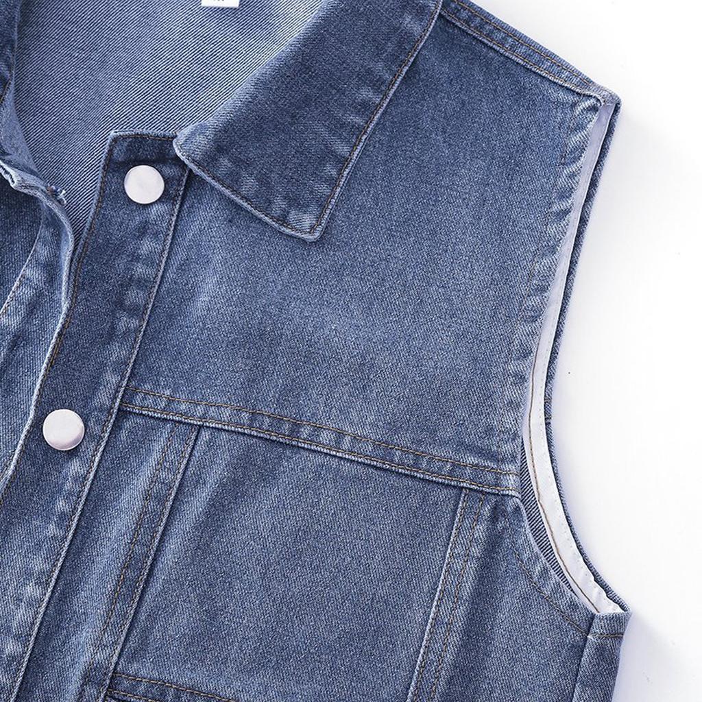 Women's Comfortable Fashion Denim Casual Cardigan Button Vest Jacket
