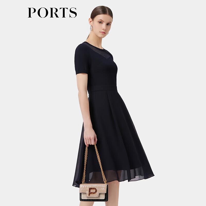 

PORTS Women s Spring/Summer Round Neck Mesh A-line Dress S