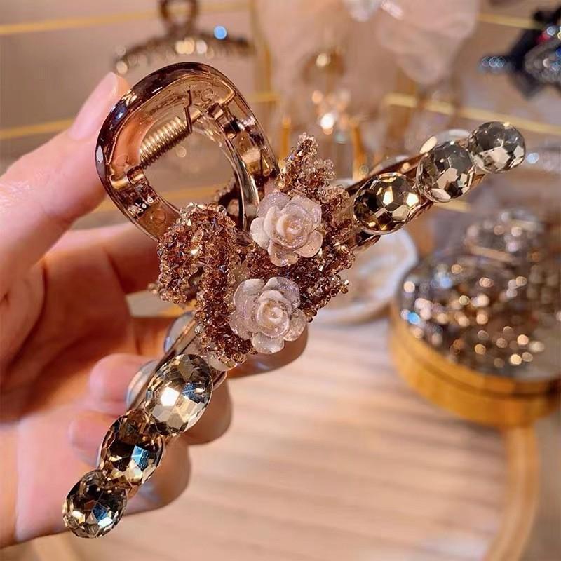 Elegante Schwarze Strass-Haarklammer - Großes High-End-Accessoire