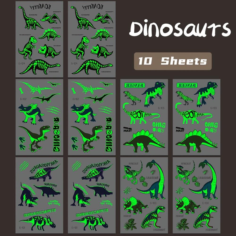 

Glow-in-the-Dark Dinosaur Temporary Tattoos for Kids, Waterproof Dino Patterns, Perfect for Birthday Party Favors красный