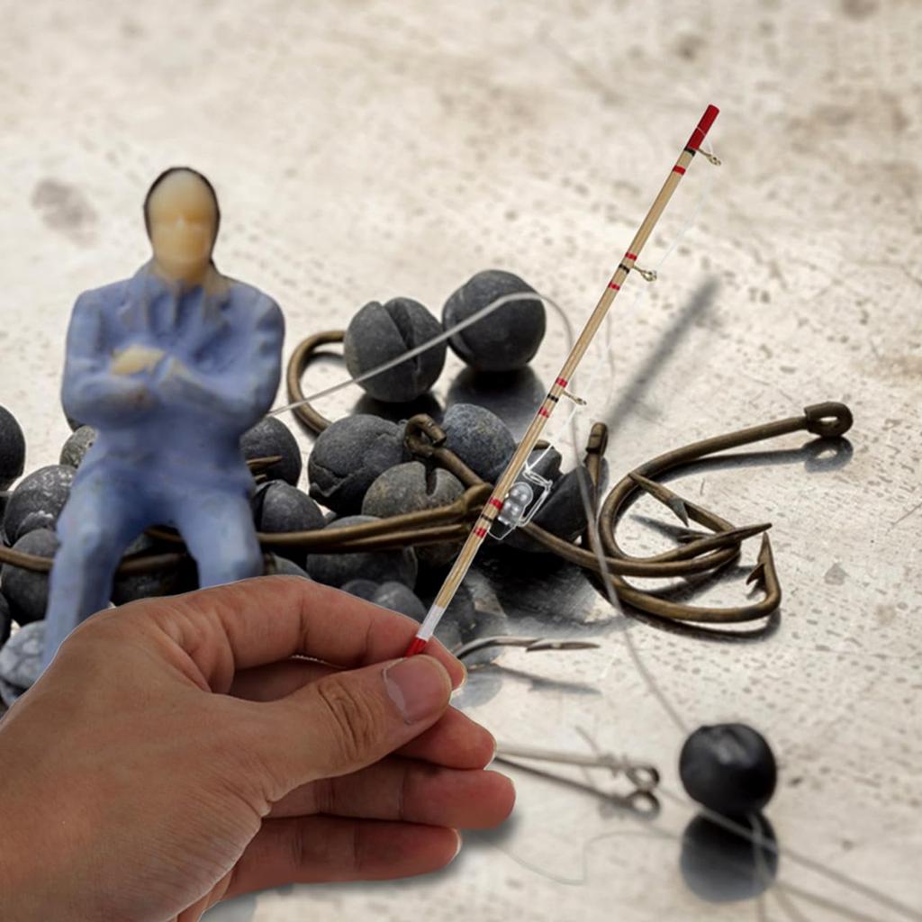 VICASKY 2-Piece Miniature Fishing Rod for Kids, Model Toys, Crafts, Dollhouses, and Decorations, Wooden