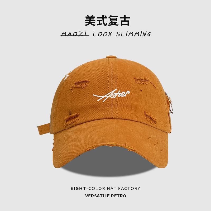 Big head circumference baseball cap women's spring summer hole visor showing face small deep top couple versatile cap