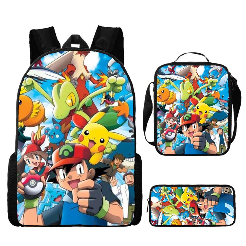 (31) 3-teiliges Schulranzen-Set für Kinder: Schultasche, Brotdose, Federmäppchen