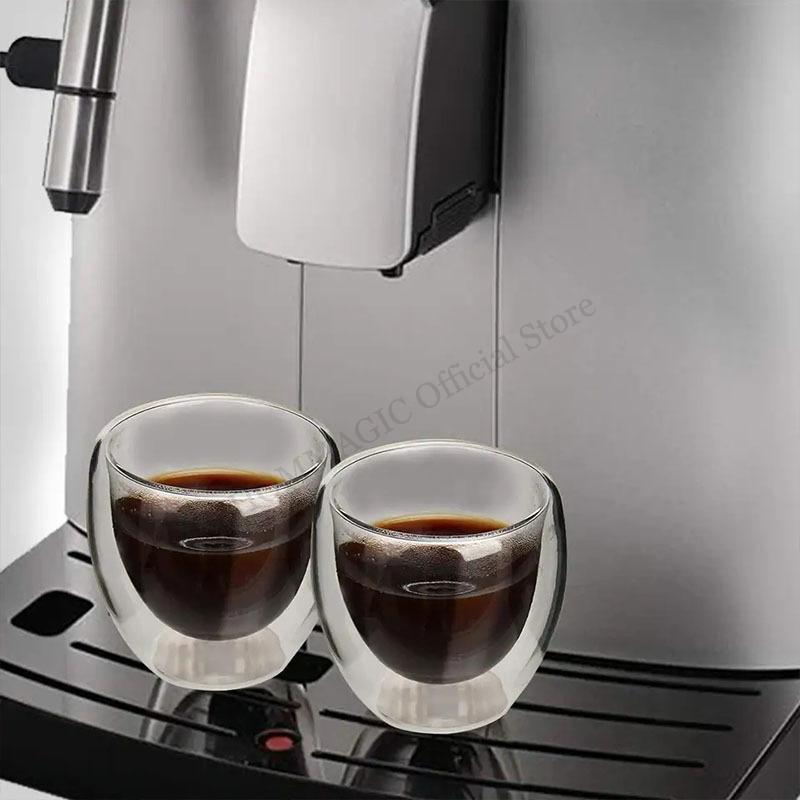 12/6/4/2Pcs 80ml Double Wall Glass Cup Egg Shape Coffee Mug Transparent Heat Resistant Tea Beer Drink Mini Espresso Coffee Cups