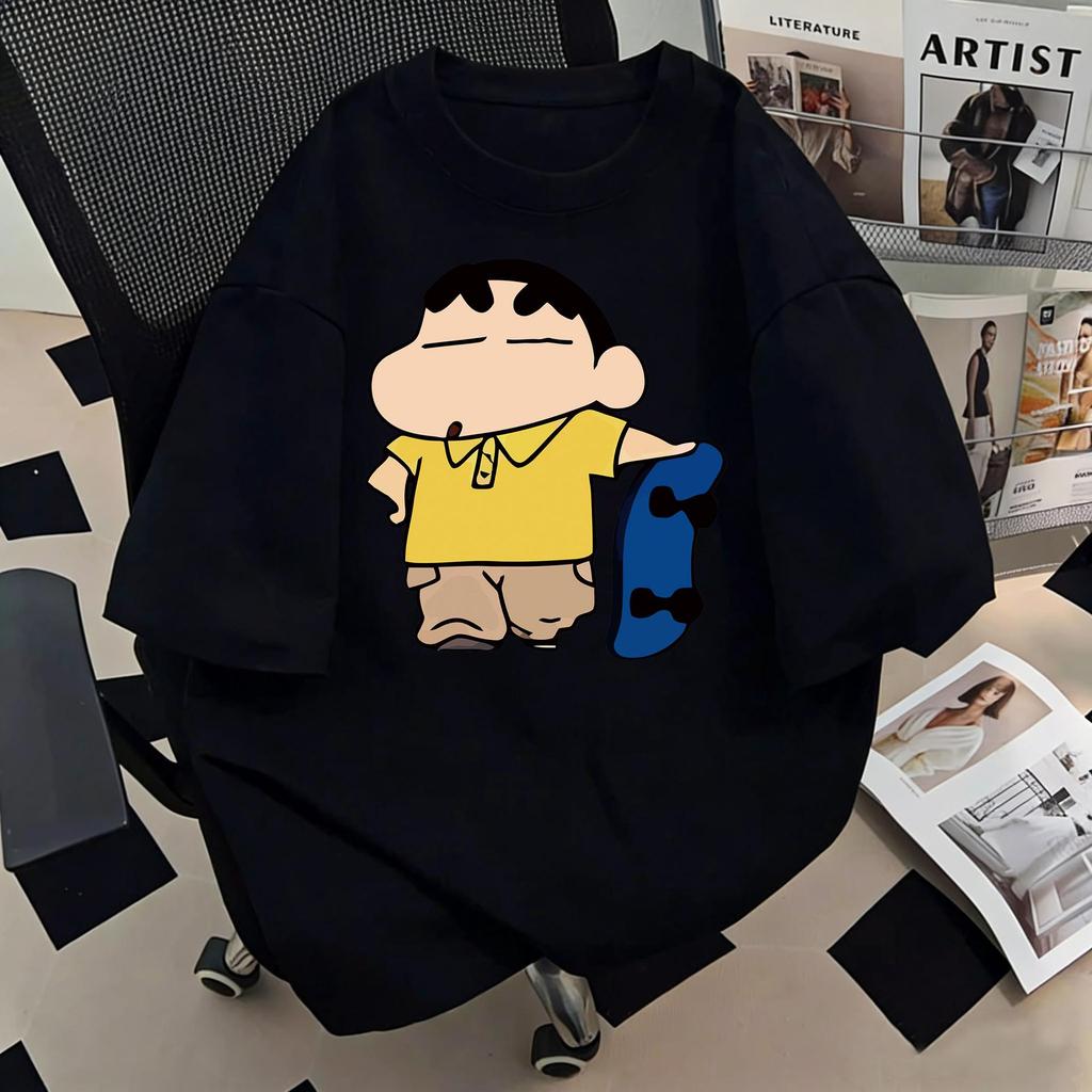 Crayon Shin-chan Unisex Retro Cotton T-shirt - Summer Short Sleeve, Loose Fit