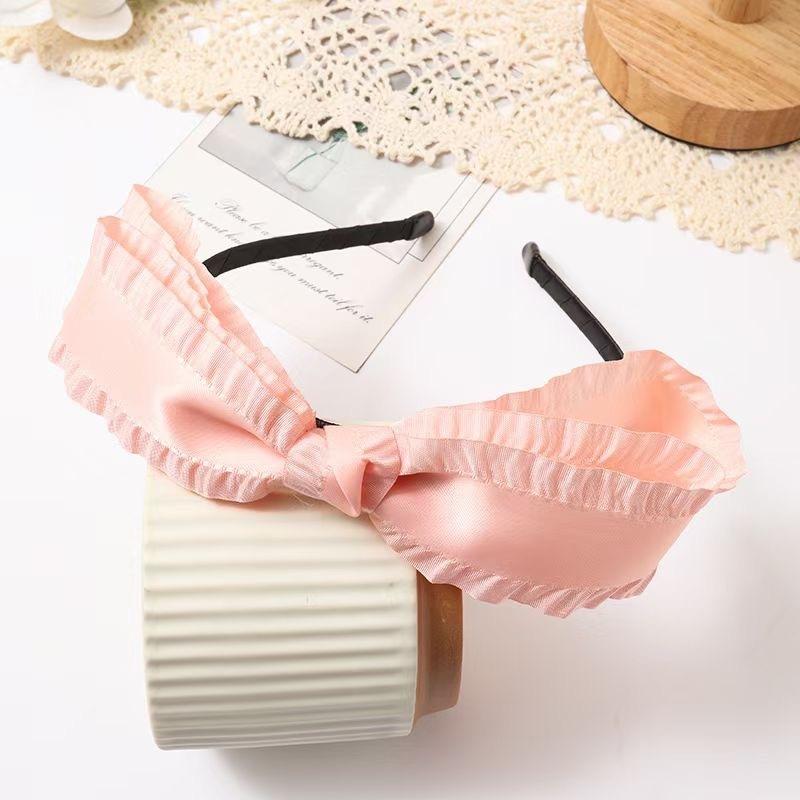 

Повязка для волос с оборками и бантом излучает высококлассную плиссированную широкую тканую повязку для волос и повязку на голову, аксессуар для волос оранжевый/розовый