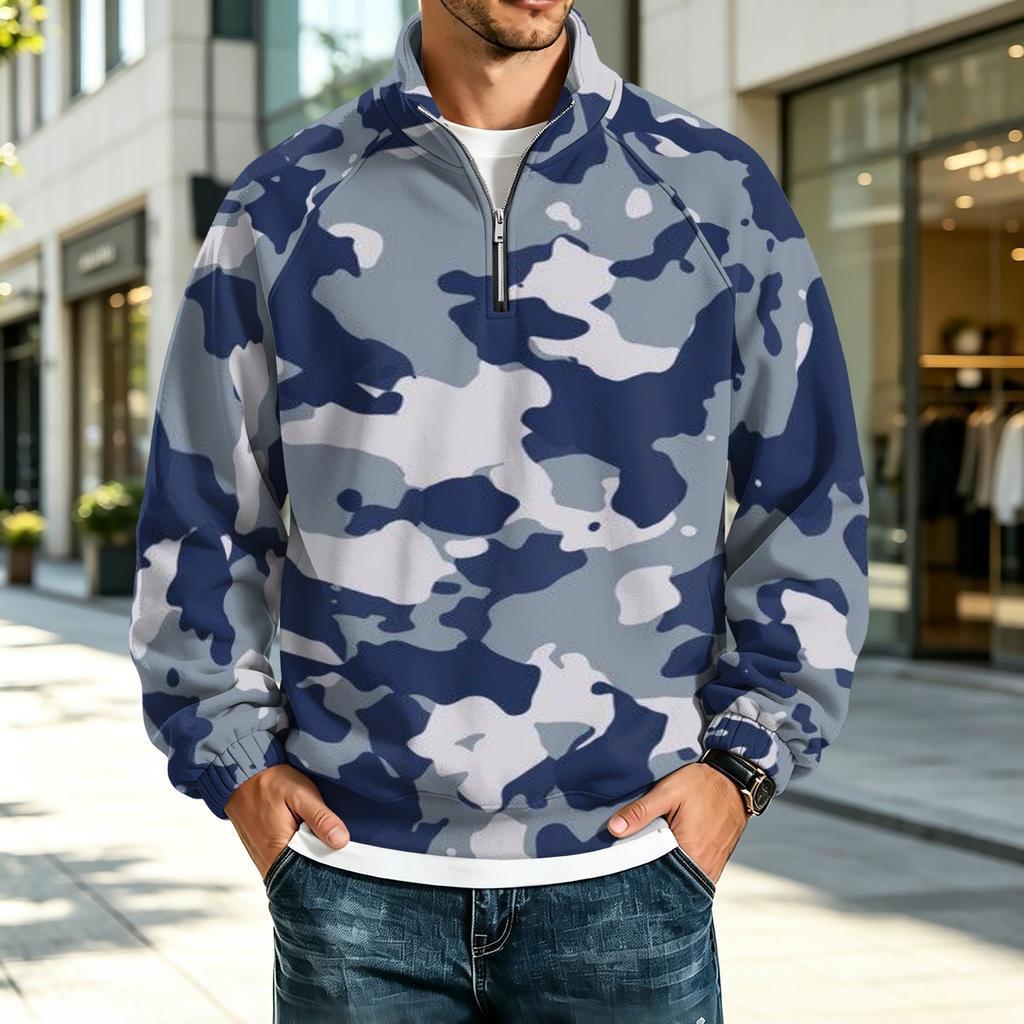 Men's Casual Loose Fit Stand Collar Raglan Sleeve Sweatshirt