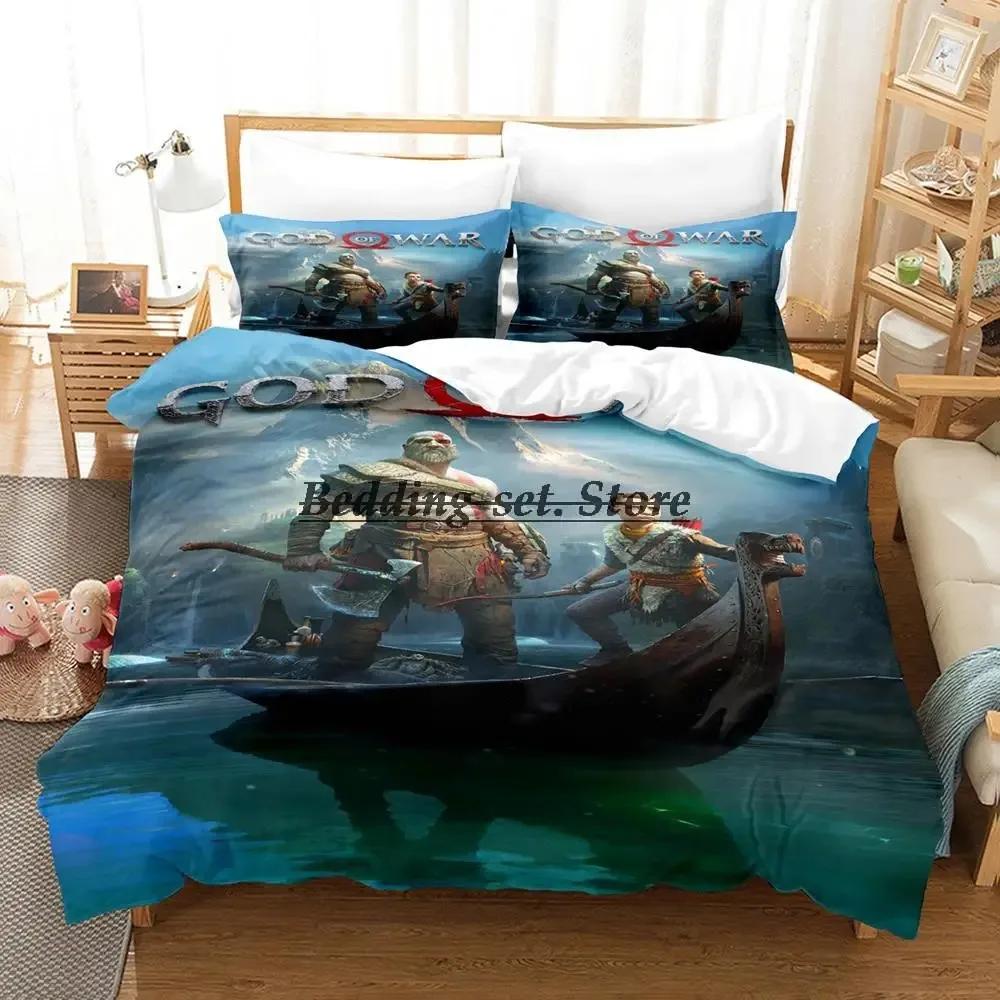 God Of War Bedding Set Single Twin Full Queen King Size Bed Set Aldult Kid Bedroom Duvetcover Sets Anime Bed Sheet Set