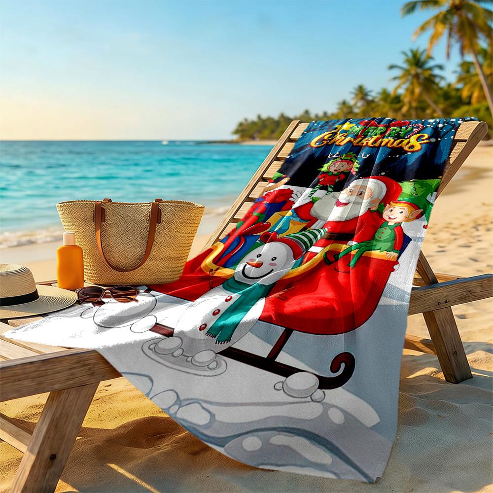 Christmas Beach Towel Quick-Dry Soft Microfiber Comfortable Lightweight Perfect for Traveling Yoga Camping and Swimming