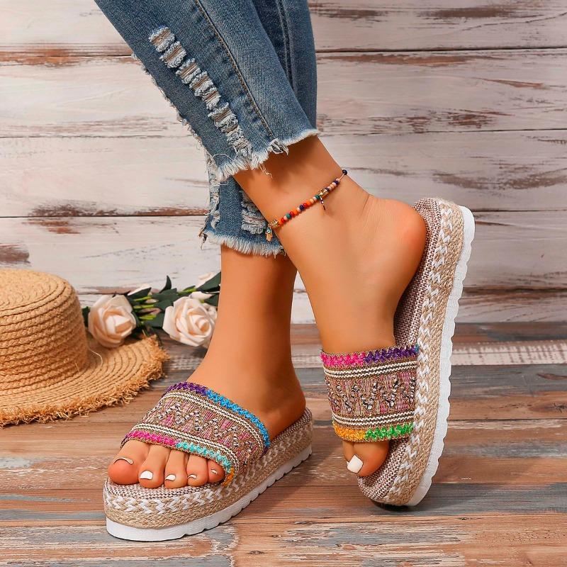 Plus Size Women's Shoes Modern Women's Slippers Platform Casual Slippers Women Mixed Colors Round Toe Flat with Shoes Women