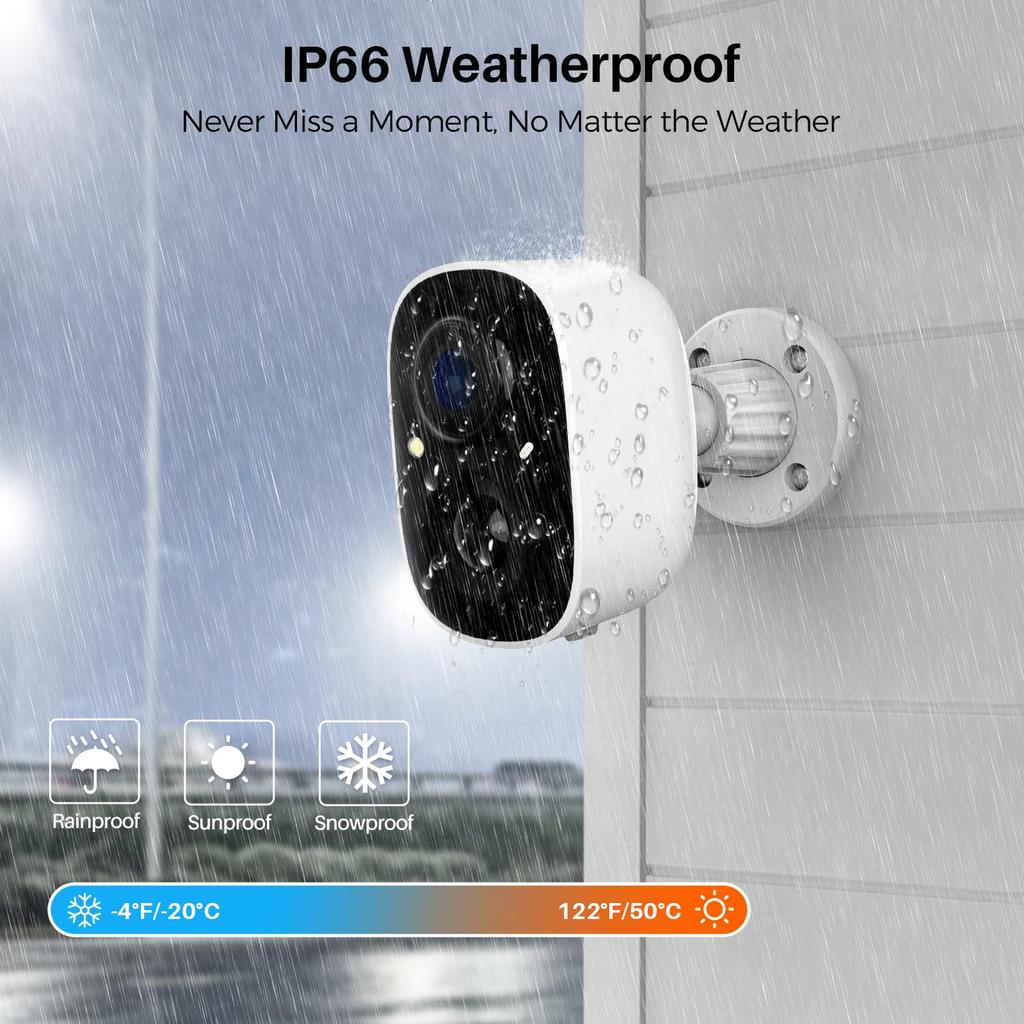 Security Cameras Wireless Powered Cameras for Home Security W/AI Motion Detection Spotlight & Siren Alarm 2K Color Night Vision, SD/Cloud Storage