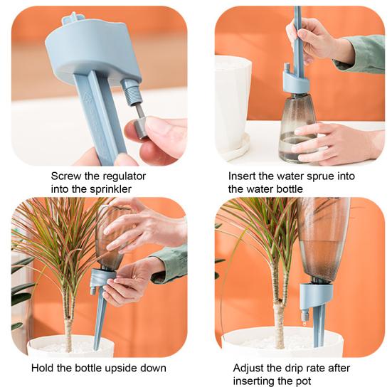 Adjustable Self Watering Spike Automatic Plant Watering Device Slow Release Drip Irrigation Spike with Bottle for Indoor Outdoor Plant Pots Vacation