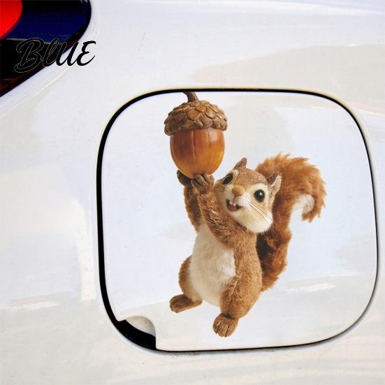 Outdoor Sticker Car Sticker Waterproof PVC Self-adhesive No Trace Auto Decal Realistic Squirrel Replace Pattern Funny for Fuel Tank Caps Windows
