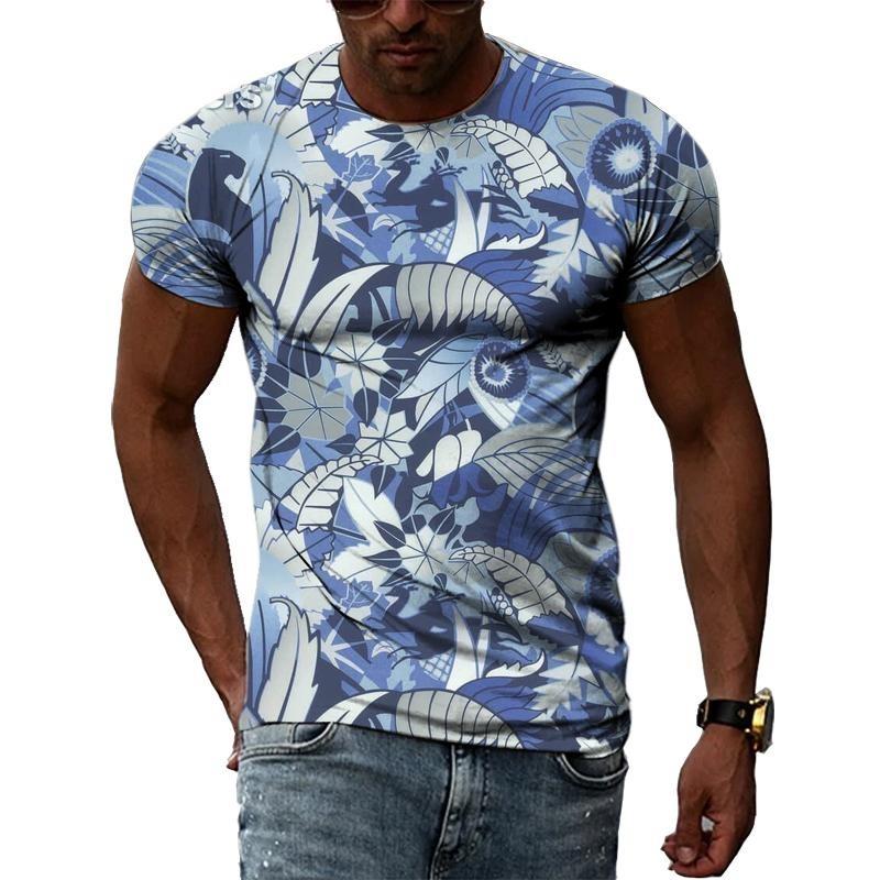 3D Vintage Rostlina Květina Potisk Ležérní Bohémský Styl Pánská Trička s Krátkým Rukávem - Měkká Středně Pružná Polyesterová Tkanina Letní Volný Střih Oblečení