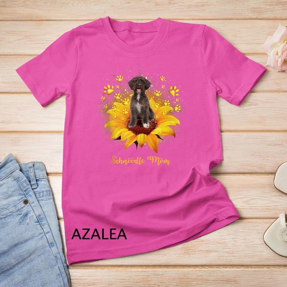 Schnoodle Mom Sunflower With Dog Paw Mother s Day Unisex T-shirt 2 4XL