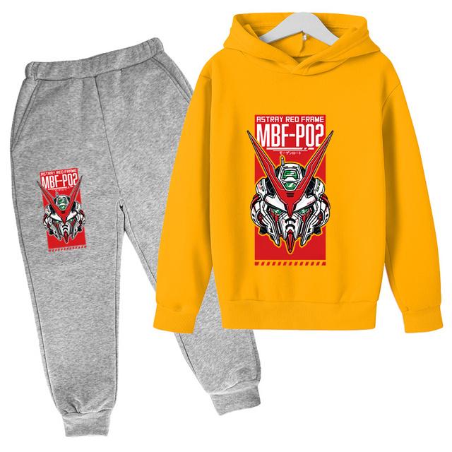 2025 Gundam Children Clothes Kids Suit Warm Sweater Girls Fleece Hoodies Pullover Sweatshirt Pant Winter Spring Girl Tracksuit