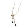 Pearl Tiger Eye Pendant Necklace - Retro Sweater Chain with Simple, Elegant Design for Women