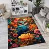 Vibrant Owl & Floral Design Area Rug - Floor mat Crystal Velvet, Non-Slip, Durable Polyester Mat for Living Room, Bedroom,