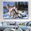 Snow Mountain Forest Wolves Animals Landscape Canvas Painting Poster Art Poster Home Decoration Picture Living Room