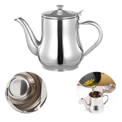 1 tetera de acero inoxidable para cocinar, olla portátil para el hogar, con filtro, tanque de almacenamiento de aceite de gran capacidad, olla espesa de 8 oz.