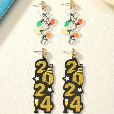 New Digital Earrings Unique Design Women's Fashion Festival Earrings Gifts