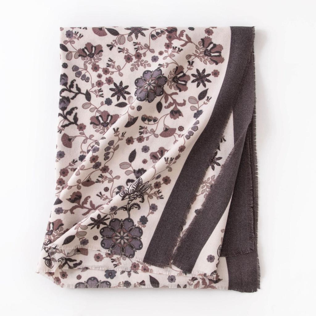 Autumn and Winter Printed Cashmere Scarf Elegant Printed Cashmere Feel Scarf Women's Warm and Cold Proof Scarf