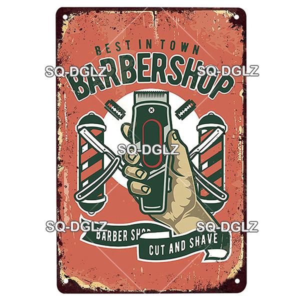 Vintage Metal Tin Sign Retro Barber Shop Wall Decor Aluminum Shaving Haircut Poster Plaque