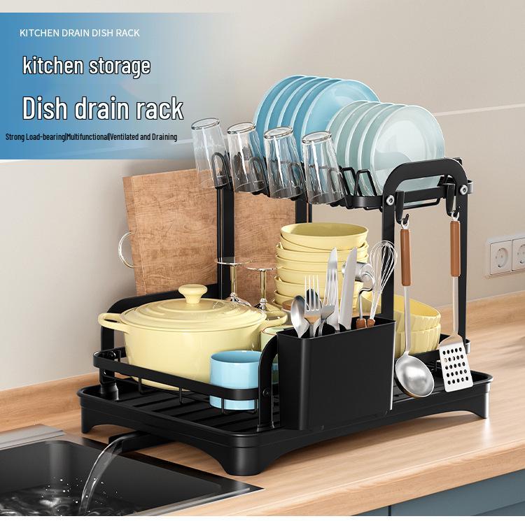 Compact Kitchen Dish Rack & Organizer for Bowls, Chopsticks, Cups, and Cutting Boards