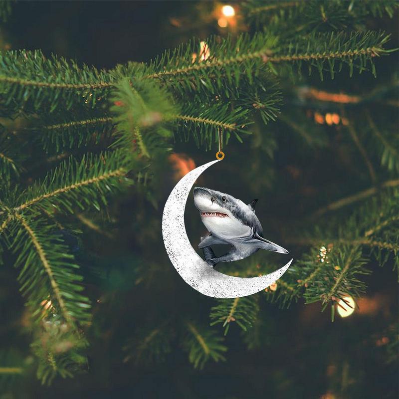 Christmas Tree Decorations Animal Hanging Ornament Sitting On The Moon Animal Pendants Car Rearview Mirror Hanging Ornaments