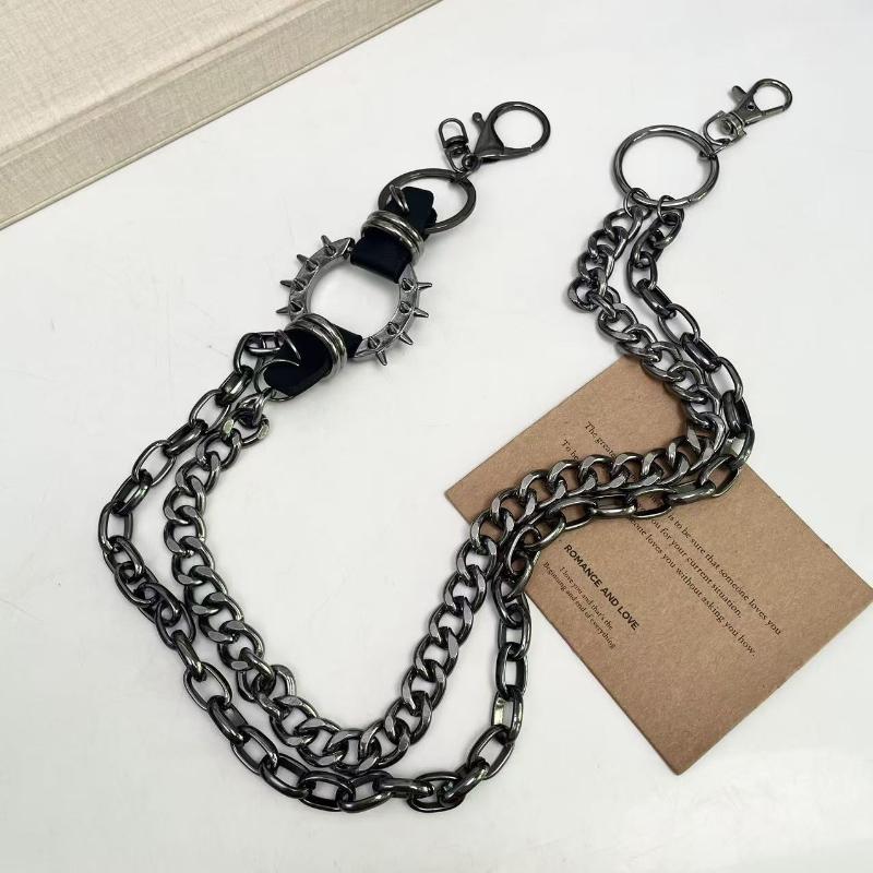 Punk Rock Metal Layered Chain Unisex Waist Key Chain For Jeans Hip-Hop Pants Fashionable Belt Chain Jewelry