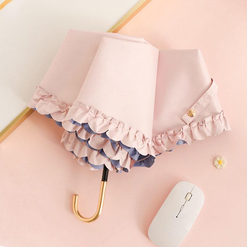 Portable  Fre Sle Five Umbrella Lace   Sunscreen Umbrella for Sunny And Rainy Days UV Protection Sunade