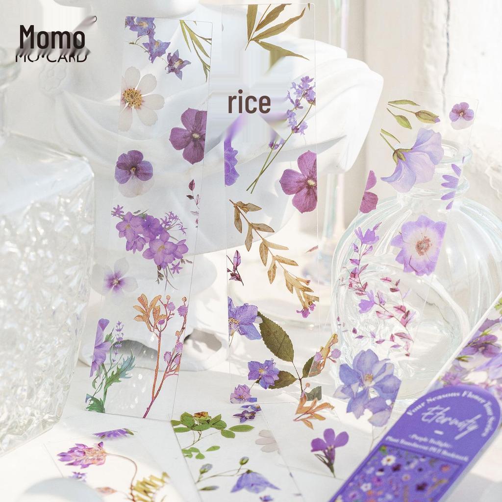 MomoPET Floral Journey Bookmark Collection: Semi-Transparent Page Clips with Four Seasons Flowers.