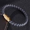 Trend Mens Bracelet Gray Blue Braided Leather Bracelets For Men Stainless Steel Clasp Jewelry