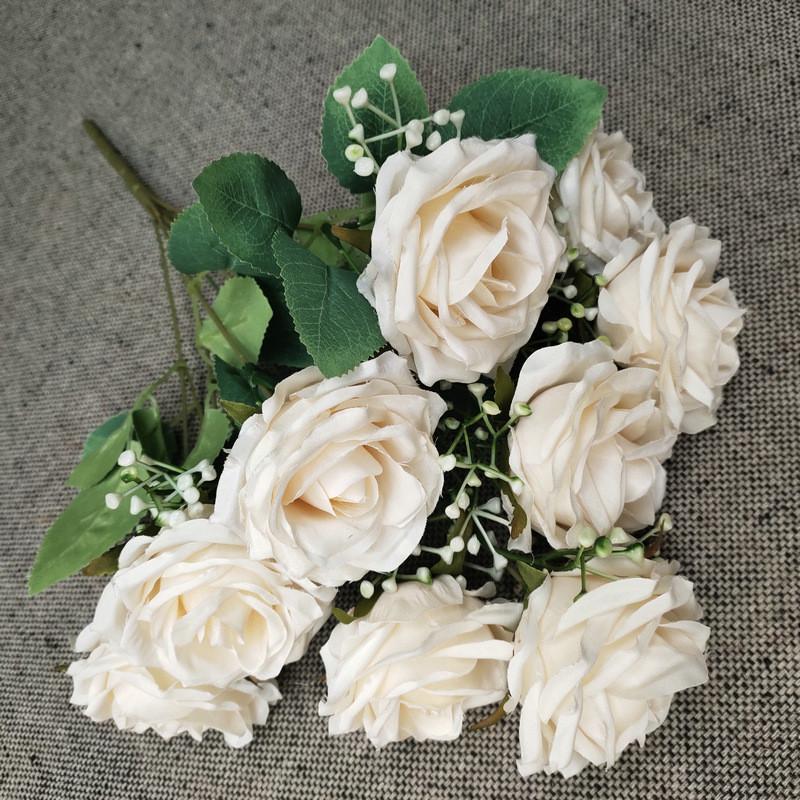 

Home Decor Artificial Rose Flower Bouquet With Realistic Petals For Wedding And Photography Props шампанського