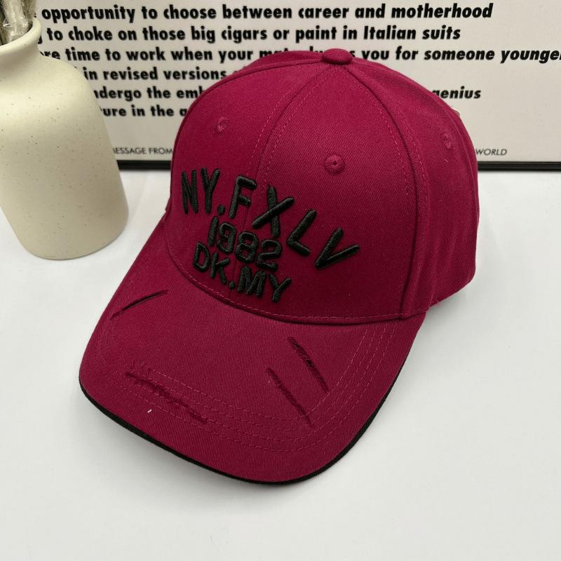 Japanese Ripped Letter Embroidery Cap Women S Casual Retro Pure Cotton Baseball Cap Soft Top Color Matching Hat Men adjustable 54-60 вино красного