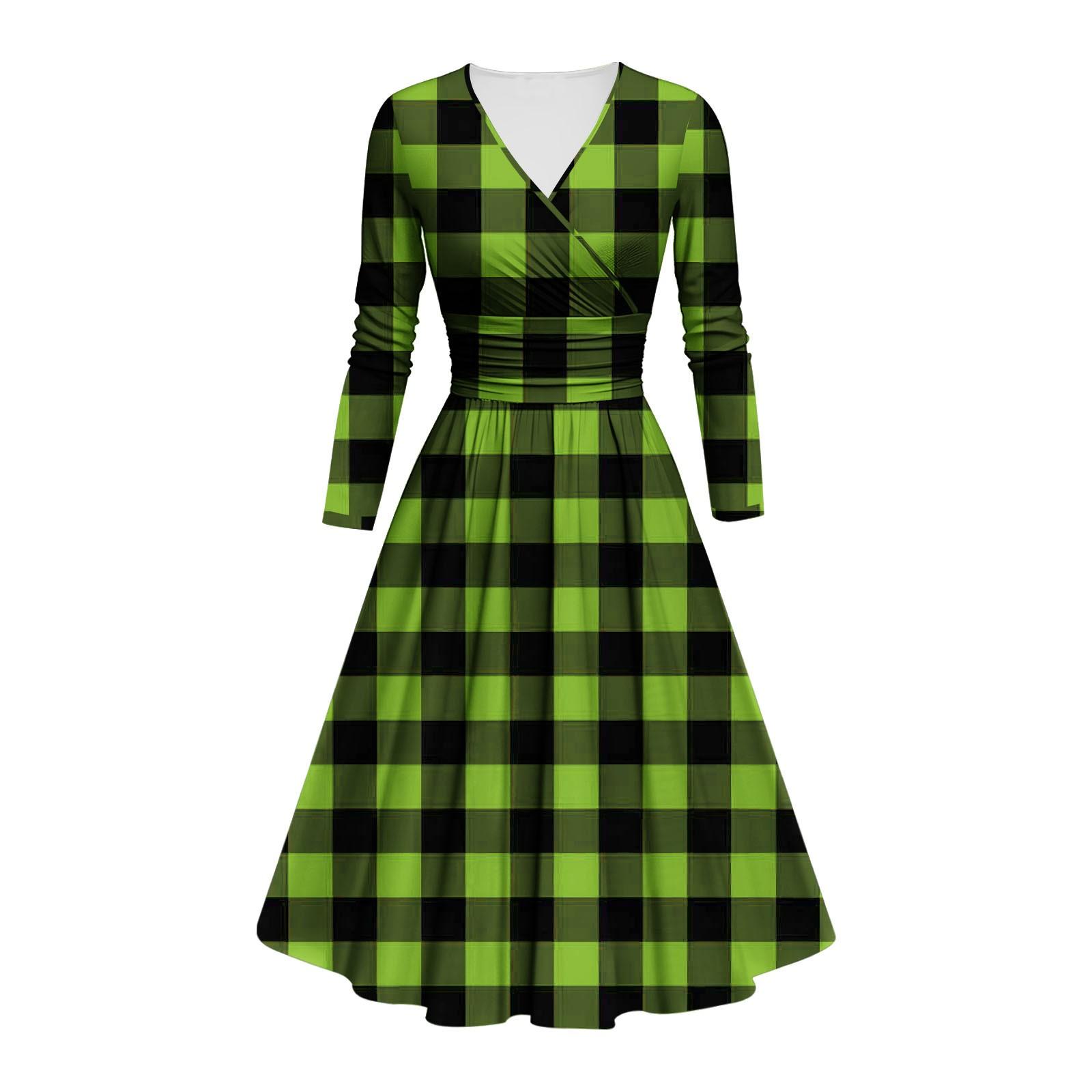 Женское модное облегающее платье с V-образным вырезом и длинными рукавами — фото 9