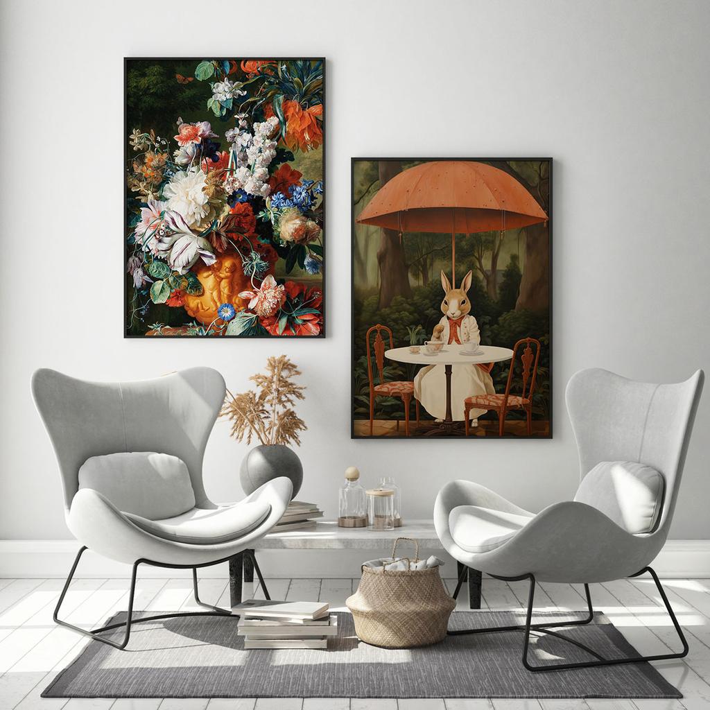 Zestaw dwóch plakatów kwiaty zając