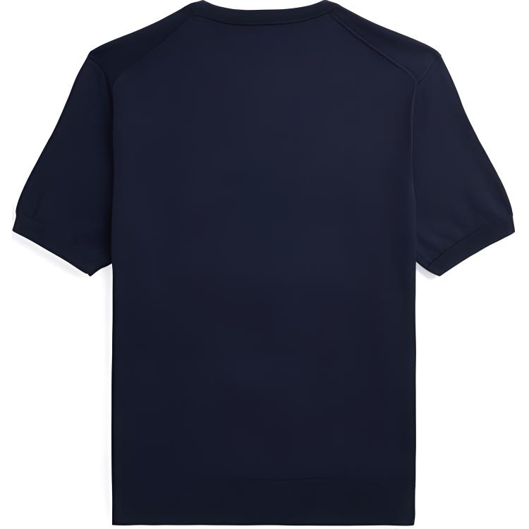 Polo Ralph Lauren Solid Color Small Pony Embroidered Crew Neck Short Sleeve Knit Shirt Men Tops Deep-Blue MNPOSWE1N820038-400